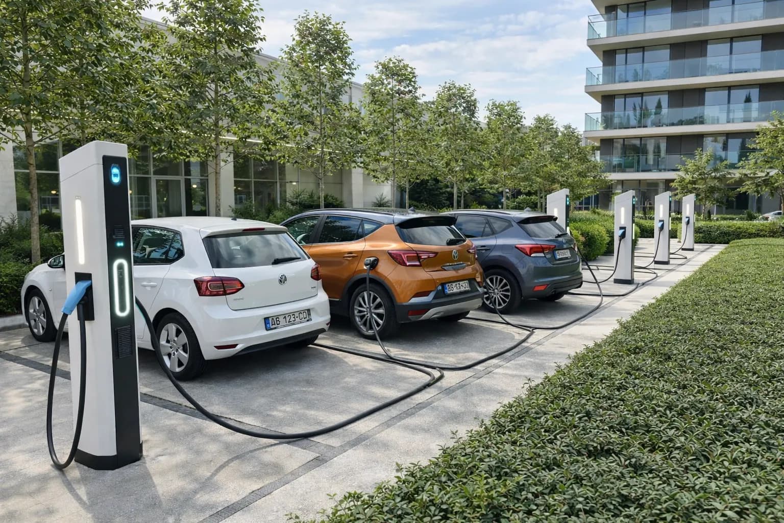 Véhicules électriques en charge dans une résidence